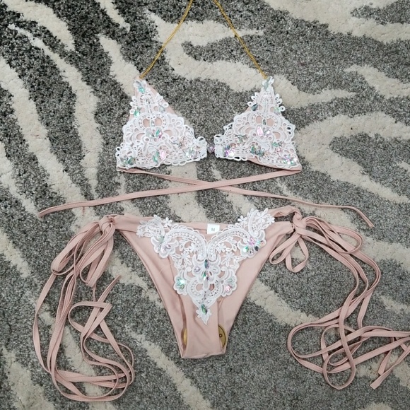 SEXY LACE / RHINESTONE DETAILED BIKINI - Picture 4 of 4